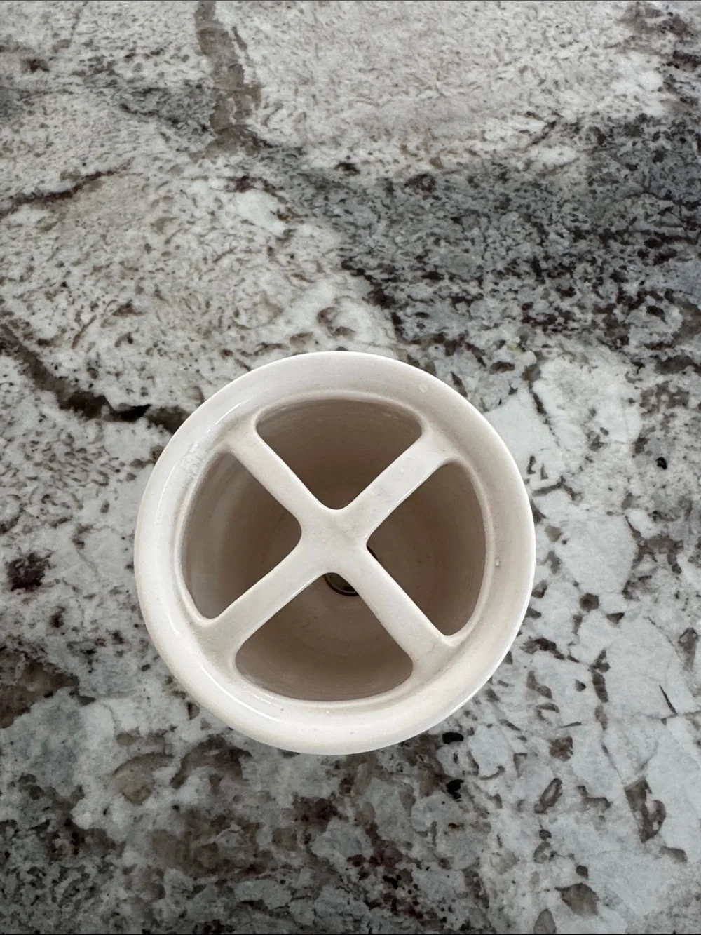 Martha Stewart Cream Ribbed Ceramic Toothbrush Holder
